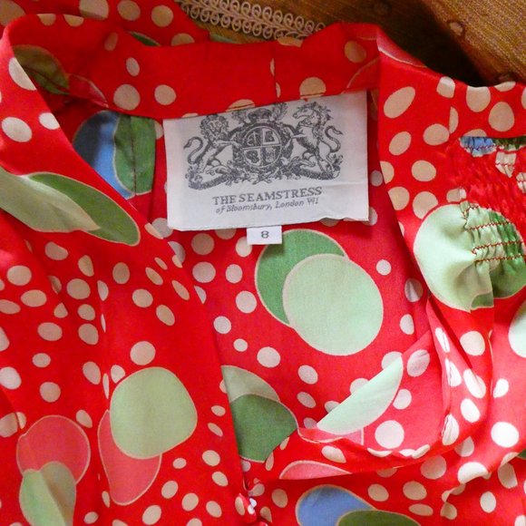 The Seamstress of Bloomsbury 1940's Style Atomic Satin Mabel Dress Sz UK8 - Picture 11 of 11